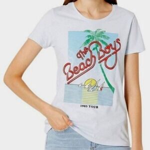 Lucky Brand The Beach Boys 1985 Tour Graphic Tee Womens Light Blue Small 7W85344